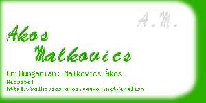 akos malkovics business card